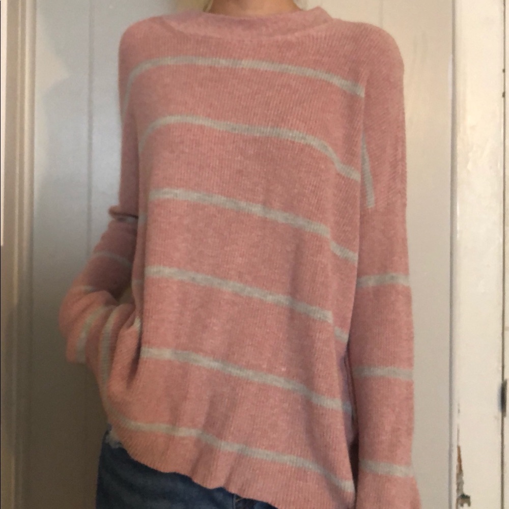 pink and grey sweater